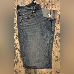 Ann Taylor Loft Cuffed Dark Wash Denim Jeans